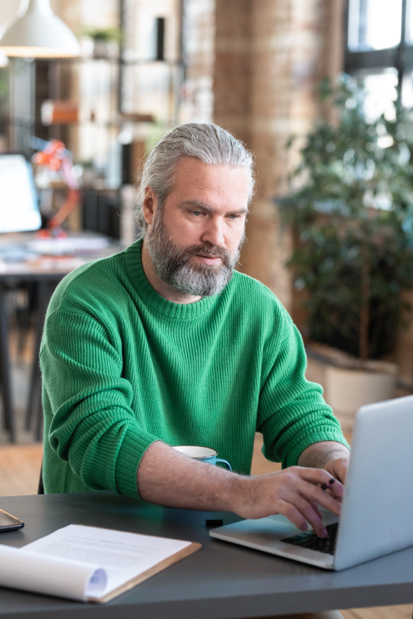 Businessman working on laptop